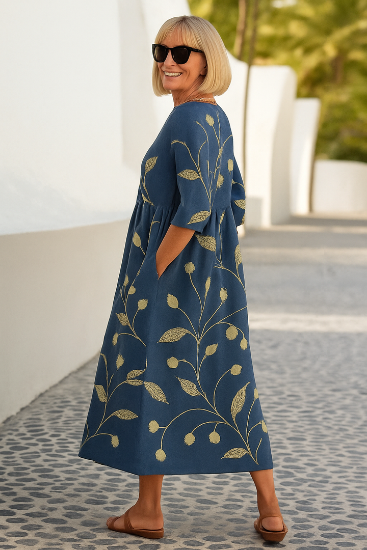 Eliza | Ontspannen Midi Jurk - Moeiteloze Elegantie, Dagelijkse Comfort