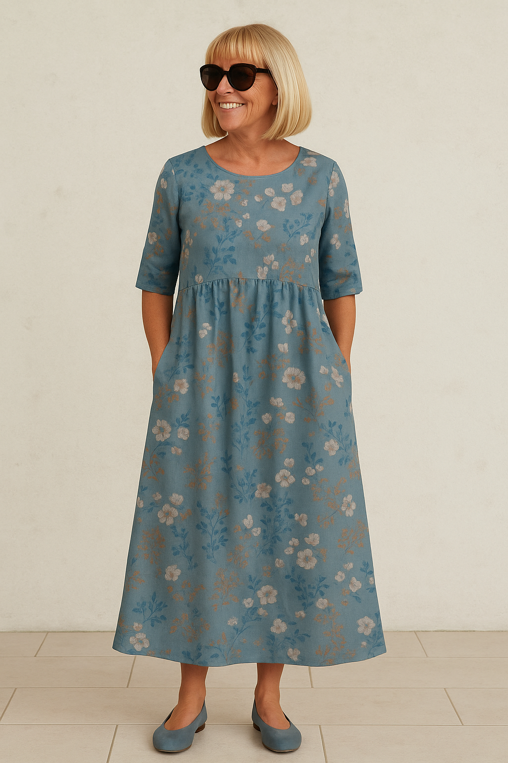 Eliza | Ontspannen Midi Jurk - Moeiteloze Elegantie, Dagelijkse Comfort