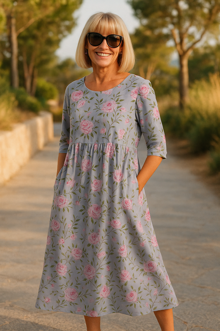 Elize - Ontspannen Midi-jurk - Moeiteloze Elegantie, Dagelijks Comfort