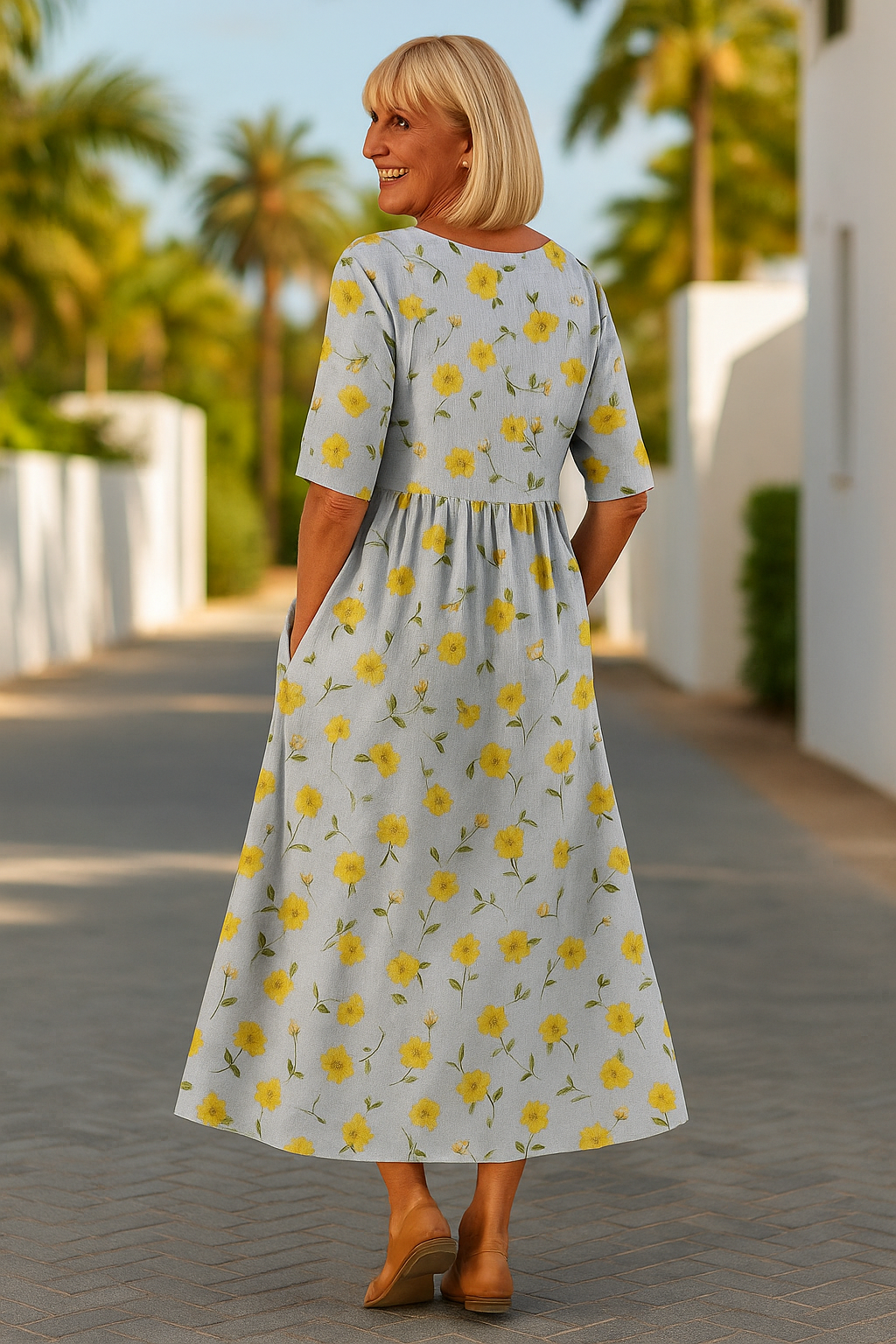 Elize - Ontspannen Midi-jurk - Moeiteloze Elegantie, Dagelijks Comfort